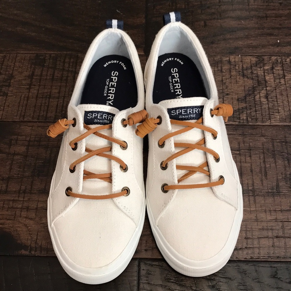 New sperry slip on sneakers, white